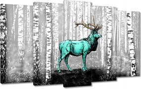 Vászonkép 100x60 Szarvas Nyírfa Erdő