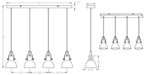 Trio - Csillár zsinóron GINELLI 4xE14/28W/230V