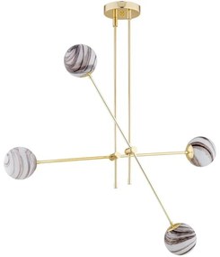 Argon 1840 - Csillár rúdon ABSOS 4xE14/7W/230V alabástrom arany