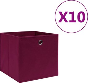 vidaXL 10 db sötétpiros nem szőtt szövet tárolódoboz 28 x 28 x 28 cm