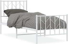 vidaXL fehér fém ágykeret fej- és lábtámlával 75 x 190 cm