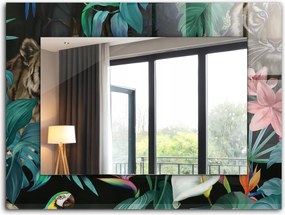 Dekoratív tükör otthonra munka lakás XXL 80x60 cm Tigris papagáj dzsungel