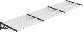 vidaXL fekete és átlátszó polikarbonát ajtóelőtető 358,5 x 90 cm