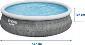 Kerek Bestway feszített víztükrű medence 457 x 457 cm szűrő létra szett