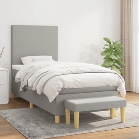 Világosszürke szövet rugós ágy matraccal 80 x 200 cm