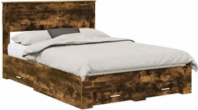 vidaXL Ágykeret fejtámlával fiókkal Füstölt tölgy 140 x 190 cm Faanyag