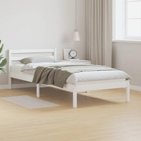 Ágykeret Fejtámlával Fehér 90x210 cm Tömör Fenyőfából