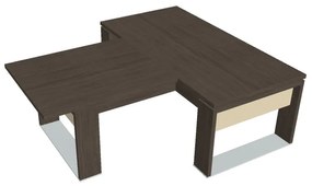 Verno+ S asztal 200 x 220 cm, kiegészítő íróasztallal, antracit tölgy / vanília