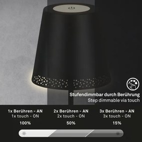 Briloner 1438015 - LED dimmelhető állólámpa KIKI 4,3W/5V IP44 2600 mAh fekete