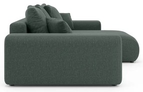 Sötétzöld kinyitható tárolóhelyes sarokkanapé (variálható sarok) Luma – Ropez