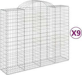 vidaXL 9 db íves horganyzott vas gabion kosár 200x50x160/180 cm