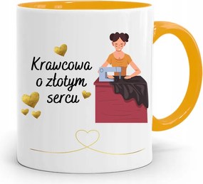 Sárga Varrónői Bögre Arany Szívvel, fényképes nyomattal