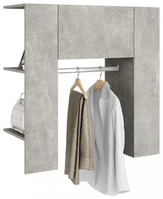 betonszürke szerelt fa előszobaszekrény 97,5 x 37 x 99 cm