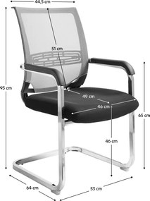 Tárgyalószék, fekete/szürke, FAJE