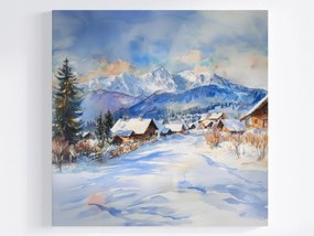 Vászonkép Canvas Tájkép Kilátás Hegyek Tátra Tél Hó Falu Házak 40x40