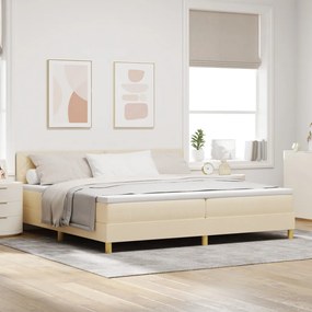Box Spring Ágy Matraccal és LED Krém 200x200 cm Szövet