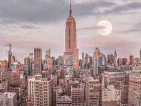 Poszter 40x30cm Empire State Building Manhattan panorámával New York, Ass