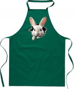 Konyhai Kötény pamut zöld lyuk Nyuszi FA_476_z