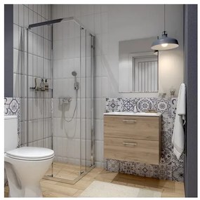 Cersanit S801-458 - Falra szerelhető fürdőszobai szekrény mosdóval NIKO 50x40 cm, dió