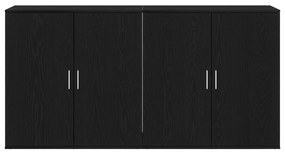 2 db fekete tölgy oldalszekrény 79x38x80 cm rétegelt fa