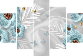 Kép - 3D kék virágok (150x105 cm)