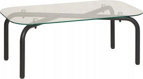 Modern Fekete Dohányzóasztal 100X60 CM Üveg Asztallappal Retro Stílus