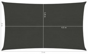 antracitszürke HDPE napvitorla 160 g/m² 2 x 5 m