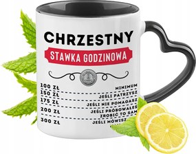 Keresztelő Bögre Fekete Szív Alakú Füllel Ajándék