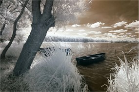 Egy csónak képe a tavon (90x60 cm)