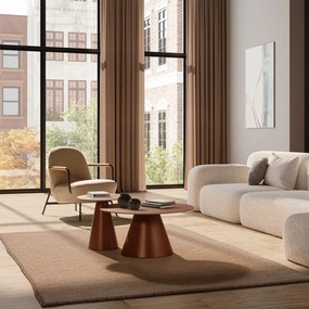 Barna kerek dohányzóasztal szett 2 db-os üveg asztallappal ø 80 cm Vida – MOME