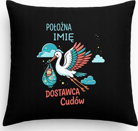 Ajándék párna szülésznőnek Név A Csodák SZállítója Fekete