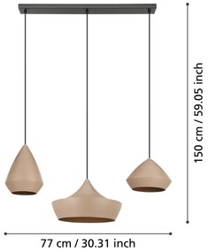 Eglo 390269 - Csillár zsinóron TORREMOLINOS 3xE27/28W/230V bézs