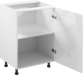Alsószekrény, fehér/fehér extra magasfényű, jobbos, AURORA D601F