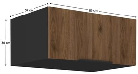 Felső konyhaszekrény Monzesa 80 NAGU 36 1F (okapi dió + fekete) . 1096946