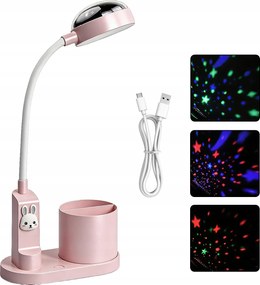 Asztali lámpa gyerekeknek, Tompítható, Tolltartóval és Kivetítővel