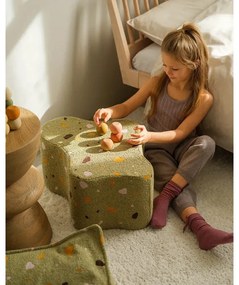 Zöld buklé-zsenília gyerek puff Terrazzo Cloud – Wigiwama