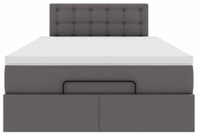 szürke műbőr ottomán ágy matracokkal &amp; LED-ek 120x190 cm