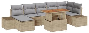 Kerti Kanapé Szett párnával 8 pcs Barna és szürke