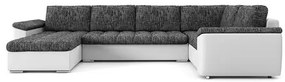 VEGAS 315/195 U alakú kinyitható kanapé Sötétszürke / fehér ökobőr Jobb