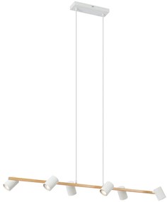 Modern függőlámpa fa mintázattal, fehér, 6-lámpás - Jeana Straight