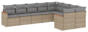 vidaXL 9 részes vegyes bézs polyrattan kerti ülőgarnitúra párnákkal