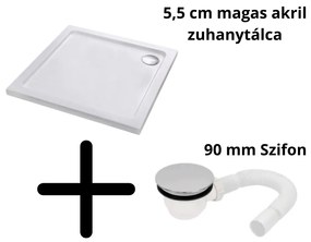 Stuxi Nizza Black 90x90 cm szögletes két tolóajtós zuhanykabin 6 mm vízlepergető biztonsági üveggel, fekete elemekkel, 190 cm magas, zuhanytálcával és szifonnal