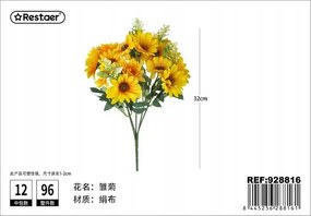 Mesterséges Virágok Napraforgó csokor 32cm zöld levelekkel