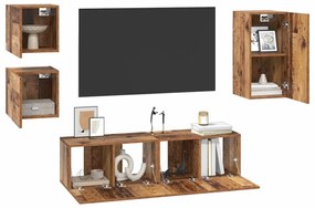 TV szekrény garnitúra 5 pcs Régi fa 30.5 x 30 x 60 cm Faanyag