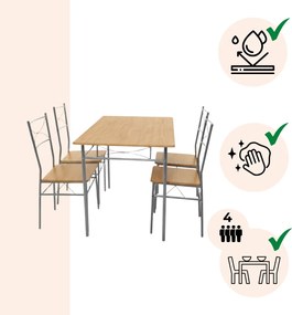 PAUL étkezőgarnitúra, 5 részes, természetes barna Casaria