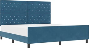 vidaXL Boxrugós ágy fejtámlával Sötét kék 180 x 200 cm Bársony