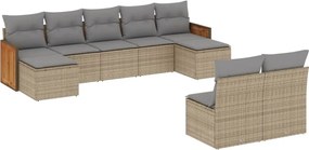 vidaXL 9 részes bézs polyrattan kerti ülőgarnitúra párnákkal