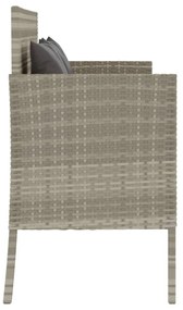 világosszürke polyrattan kerti pad párnákkal