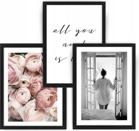 Virágok Nő 3 kép 33x43 poszter, ikea keret #86