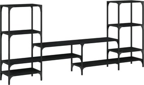 vidaXL fekete szerelt fa TV-szekrény 206,5x28,5x95 cm